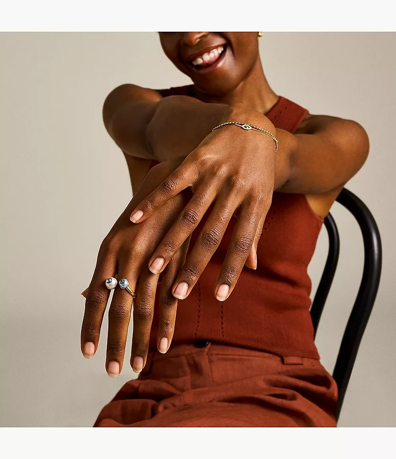 Bright Baubles Gold-Tone Brass Toi Et Moi Ring