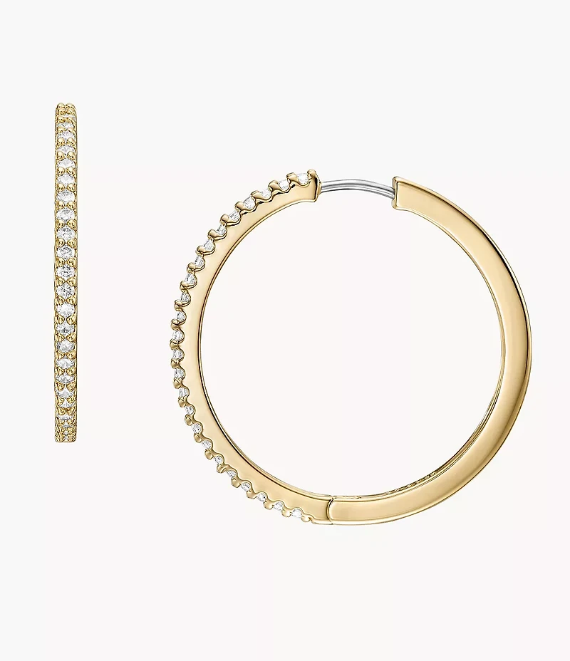 Ellis Pavé Glitz Gold-Tone Brass Hoop Earrings