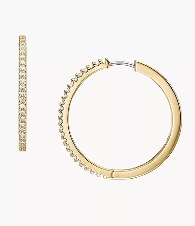 Ellis Pavé Glitz Gold-Tone Brass Hoop Earrings