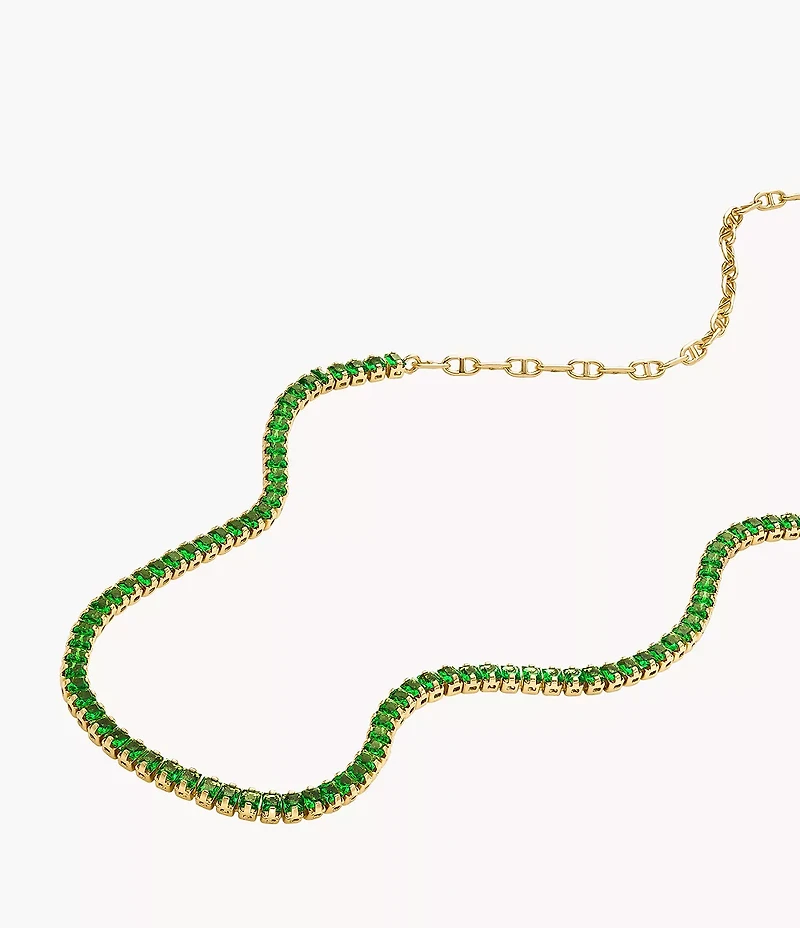 Heritage D-Link Glitz Gold-Tone Stainless Steel Chain Tennis Necklace