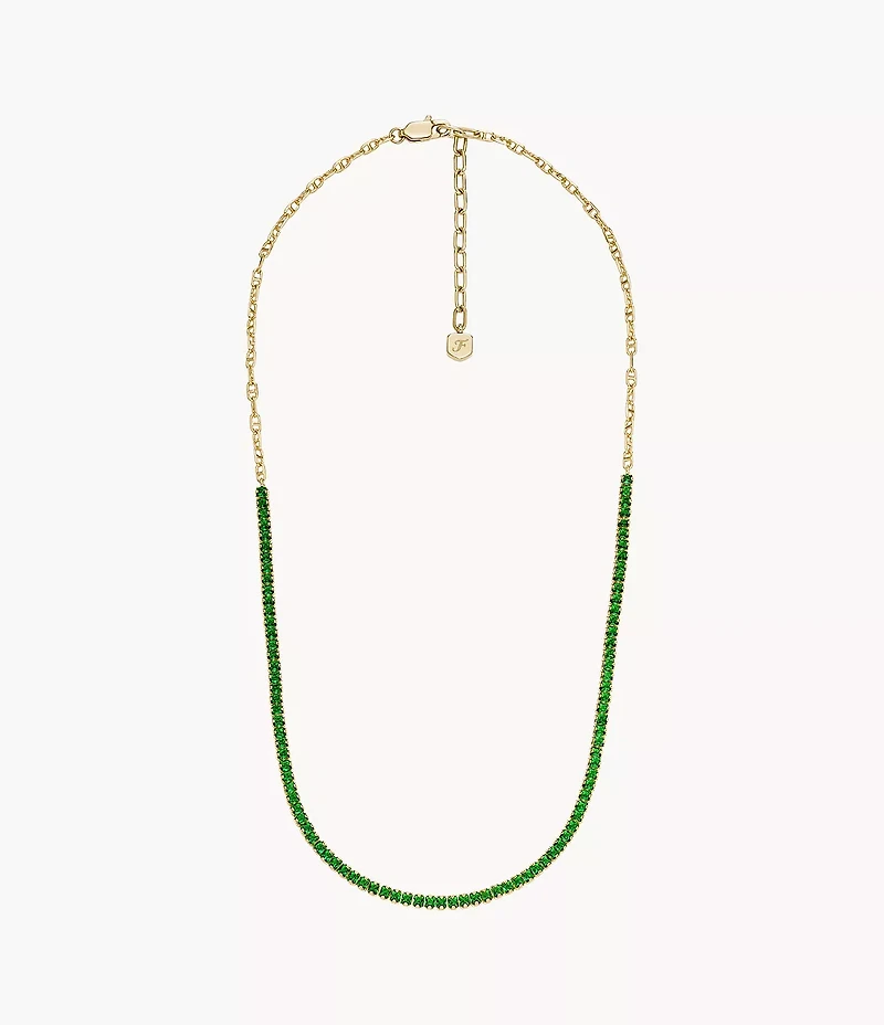 Heritage D-Link Glitz Gold-Tone Stainless Steel Chain Tennis Necklace