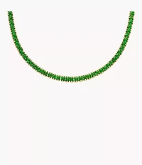 Heritage D-Link Glitz Gold-Tone Stainless Steel Chain Tennis Necklace