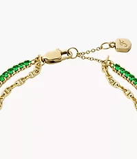 Heritage D-Link Glitz Gold-Tone Brass Chain Tennis Bracelet