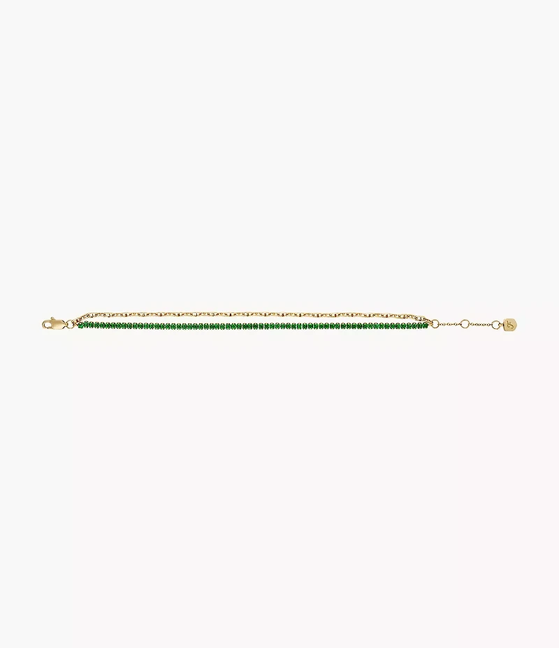 Heritage D-Link Glitz Gold-Tone Brass Chain Tennis Bracelet
