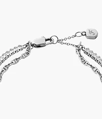 Heritage D-Link Glitz Silver-Tone Brass Chain Tennis Bracelet