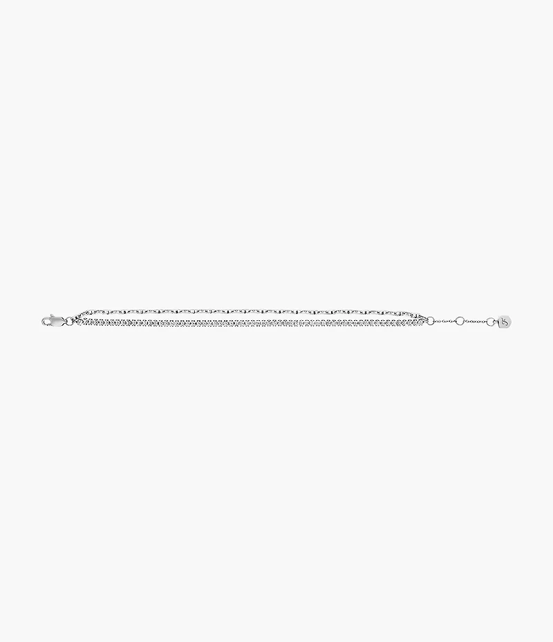 Heritage D-Link Glitz Silver-Tone Brass Chain Tennis Bracelet