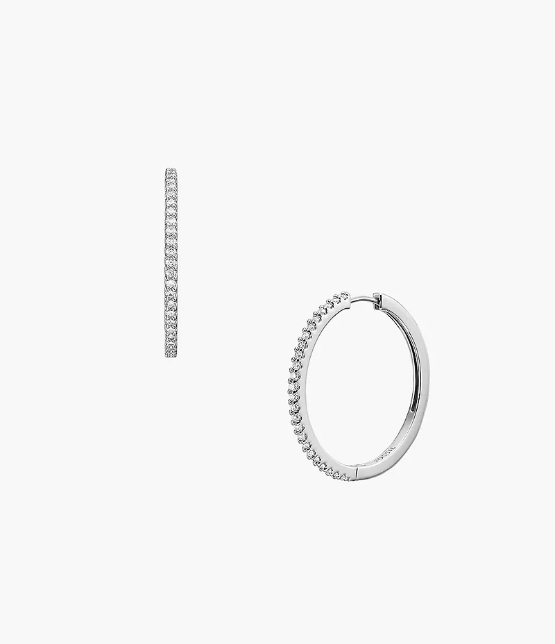 Ellis Pavé Glitz Silver-Tone Brass Hoop Earrings