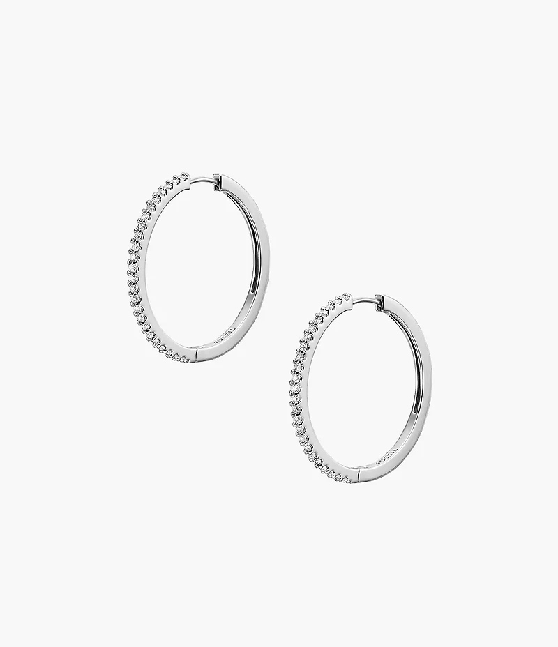 Ellis Pavé Glitz Silver-Tone Brass Hoop Earrings