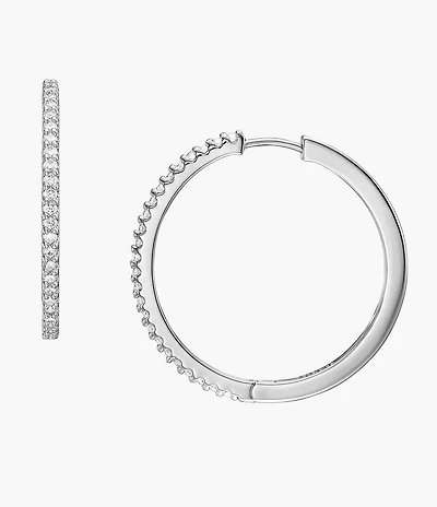 Ellis Pavé Glitz Silver-Tone Brass Hoop Earrings