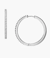 Ellis Pavé Glitz Silver-Tone Brass Hoop Earrings