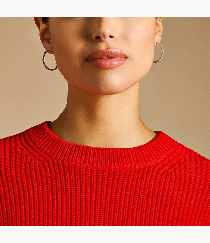Ellis Pavé Glitz Silver-Tone Brass Hoop Earrings