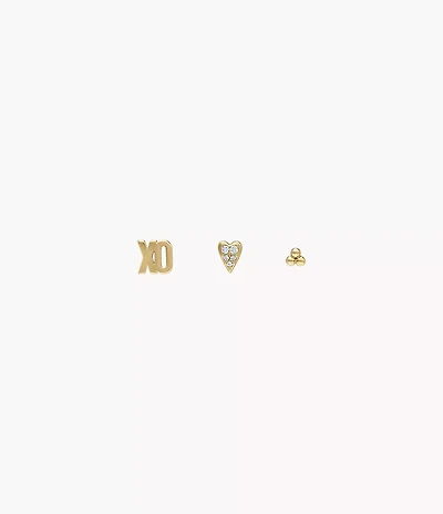 Sutton All Stacked Up Gold-Tone Brass Heart Earring Set