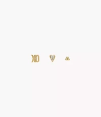 Sutton All Stacked Up Gold-Tone Brass Heart Earring Set