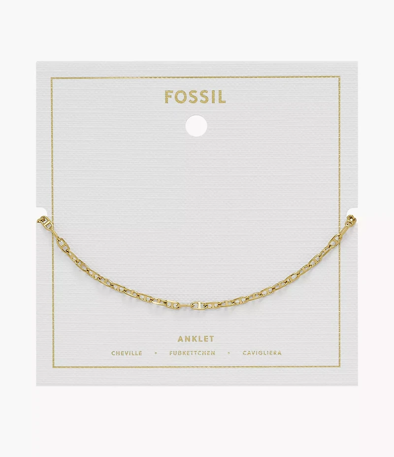 Heritage D-Link Gold-Tone Brass Chain Anklet
