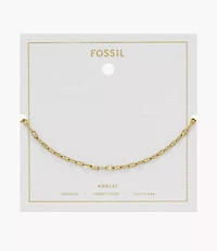 Heritage D-Link Gold-Tone Brass Chain Anklet