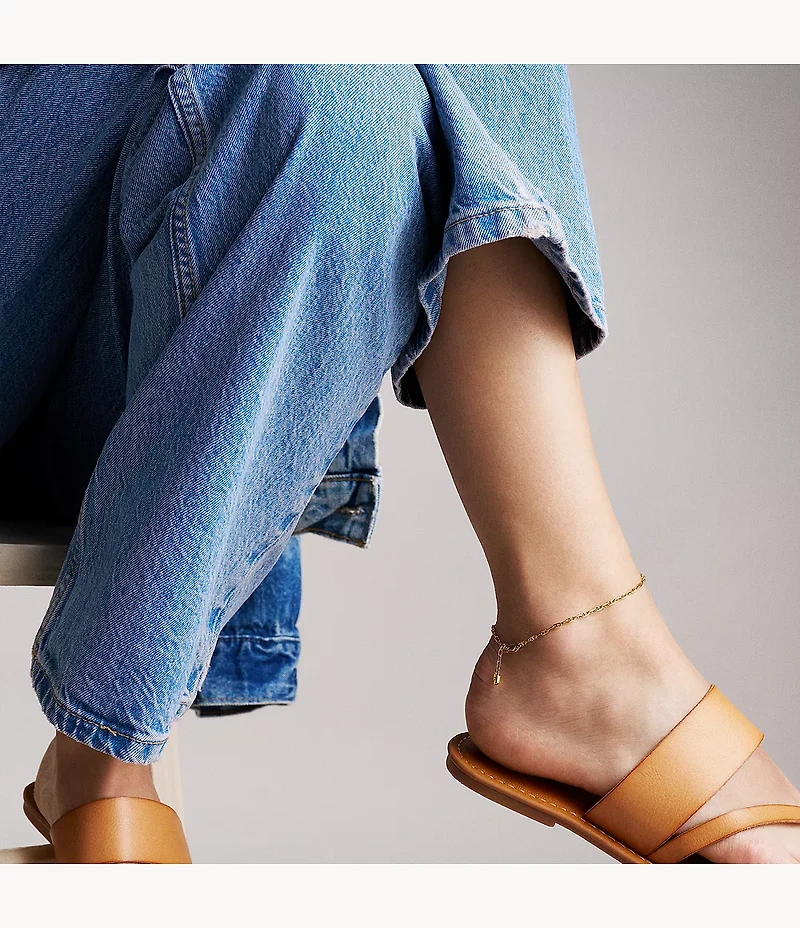 Heritage D-Link Gold-Tone Brass Chain Anklet
