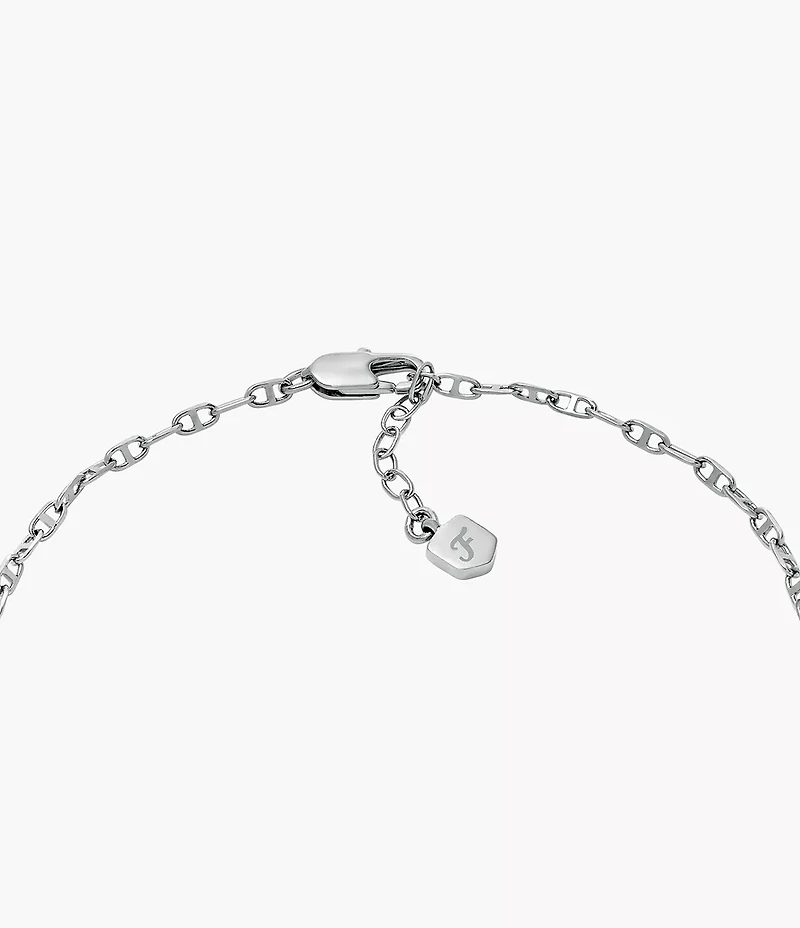 Heritage D-Link Silver-Tone Brass Chain Anklet
