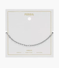 Heritage D-Link Silver-Tone Brass Chain Anklet