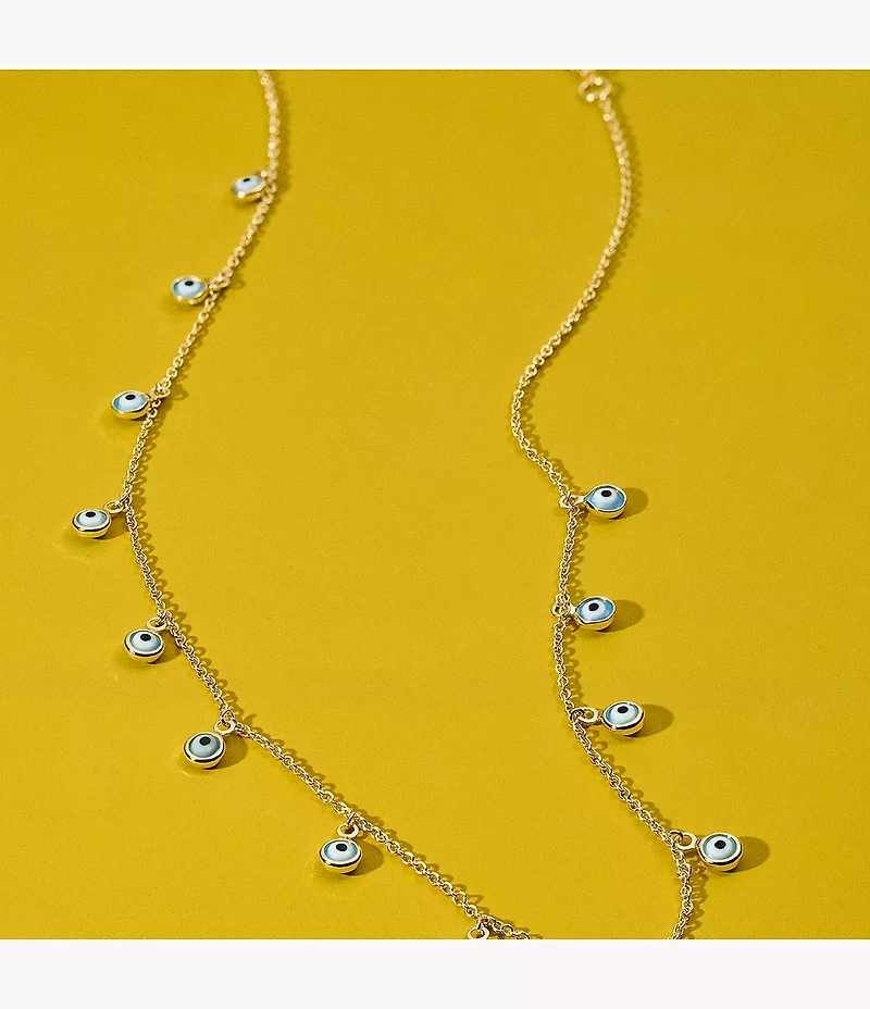 Sutton Evil Eye Brass Chain Necklace