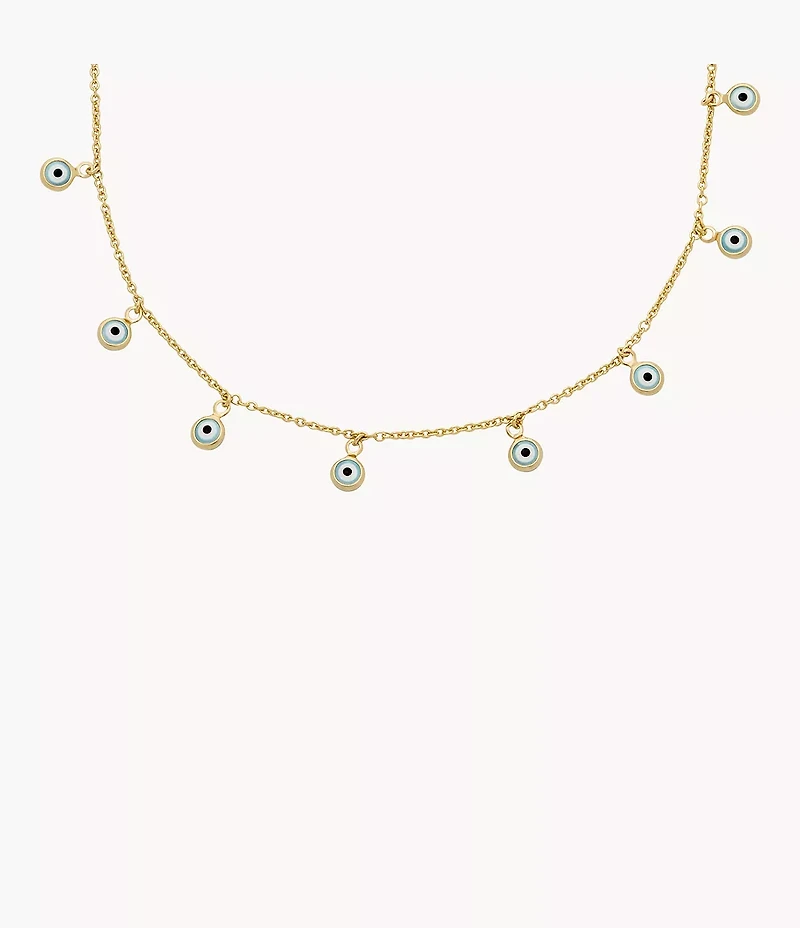 Sutton Evil Eye Brass Chain Necklace