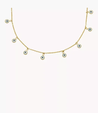 Sutton Evil Eye Brass Chain Necklace
