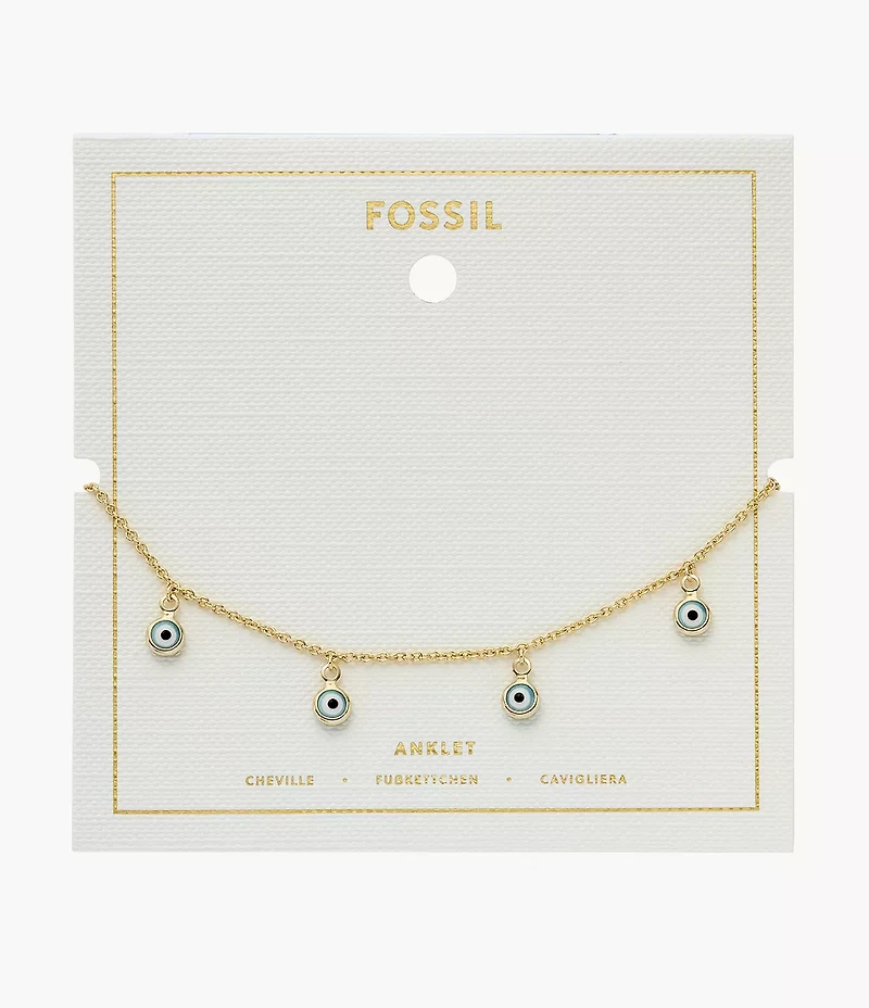 Sutton Evil Eye Brass Chain Anklet