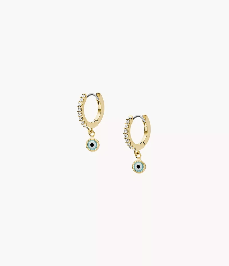 Sutton Evil Eye Brass Hoop Earrings