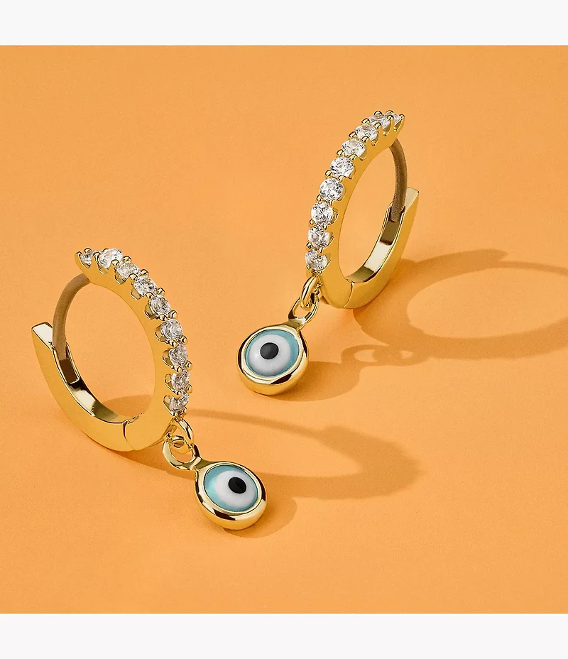 Sutton Evil Eye Brass Hoop Earrings