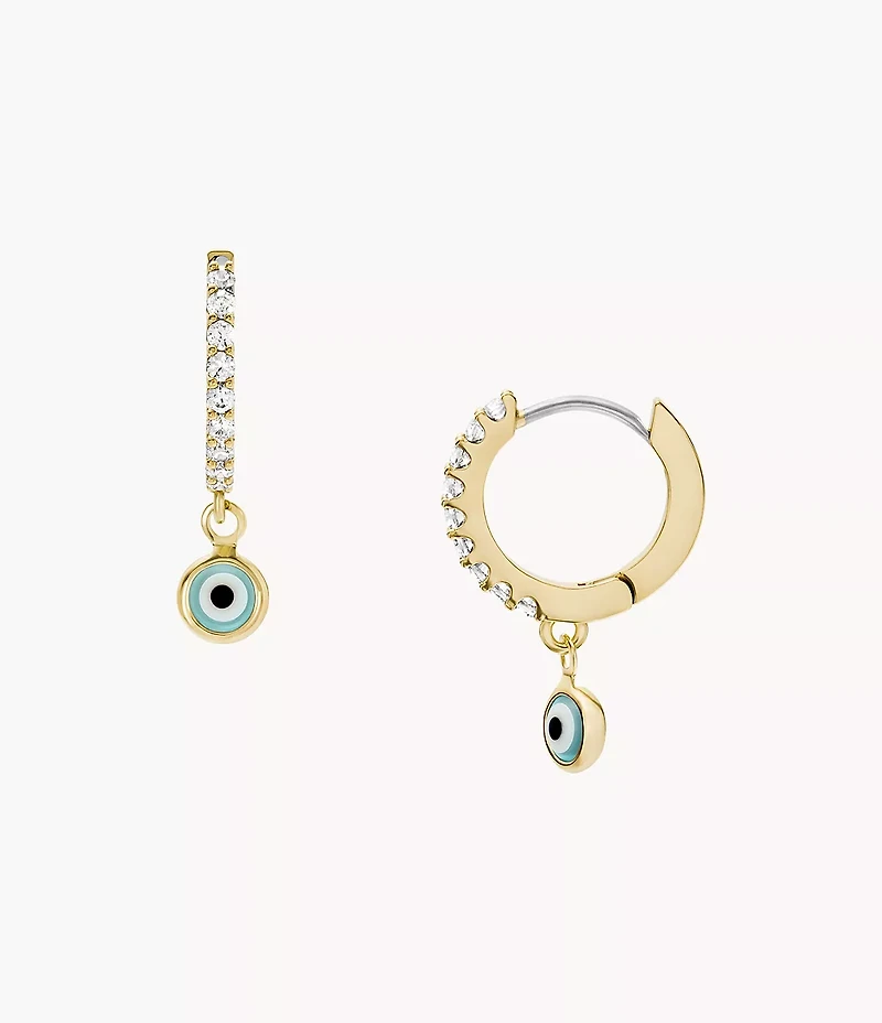 Sutton Evil Eye Brass Hoop Earrings
