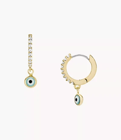 Sutton Evil Eye Brass Hoop Earrings
