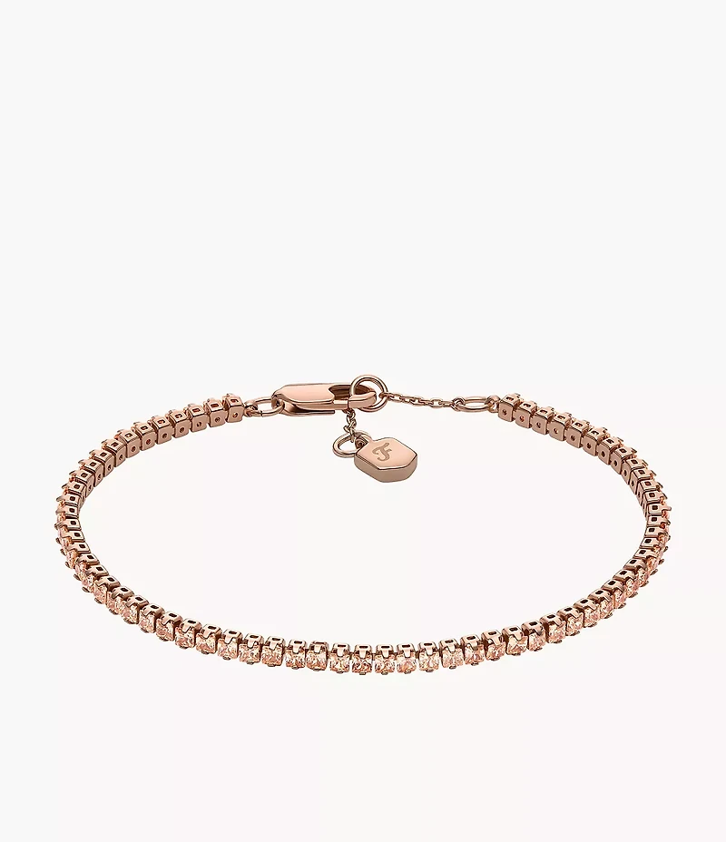 Ellis Pavé Glitz Rose Gold-Tone Brass Tennis Chain Bracelet