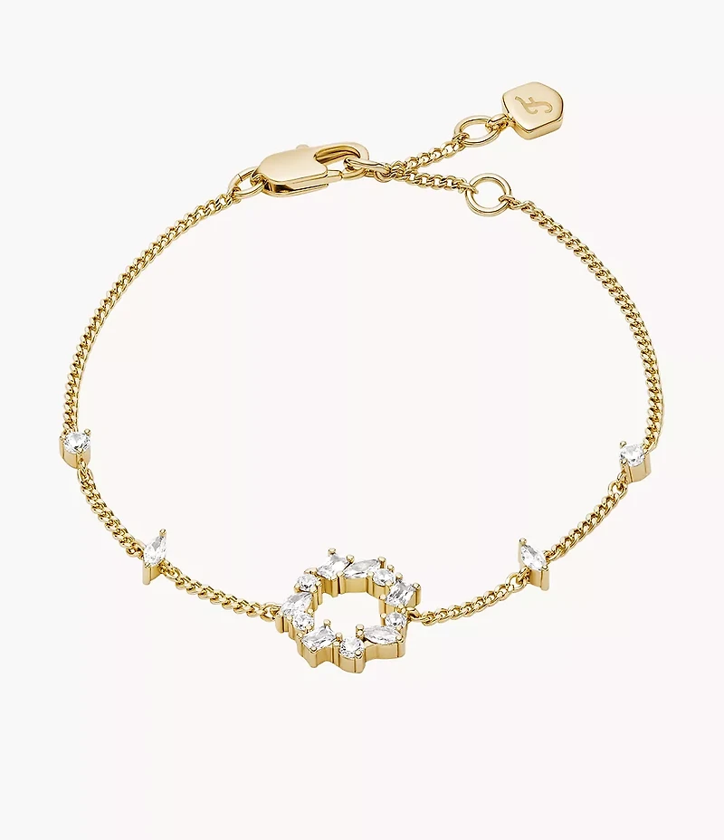 Ellis Mixed Shapes Gold-Tone Brass Station Bracelet