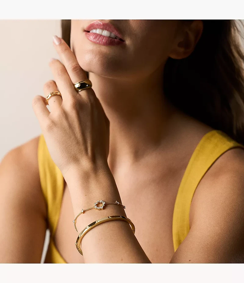 Ellis Mixed Shapes Gold-Tone Brass Station Bracelet