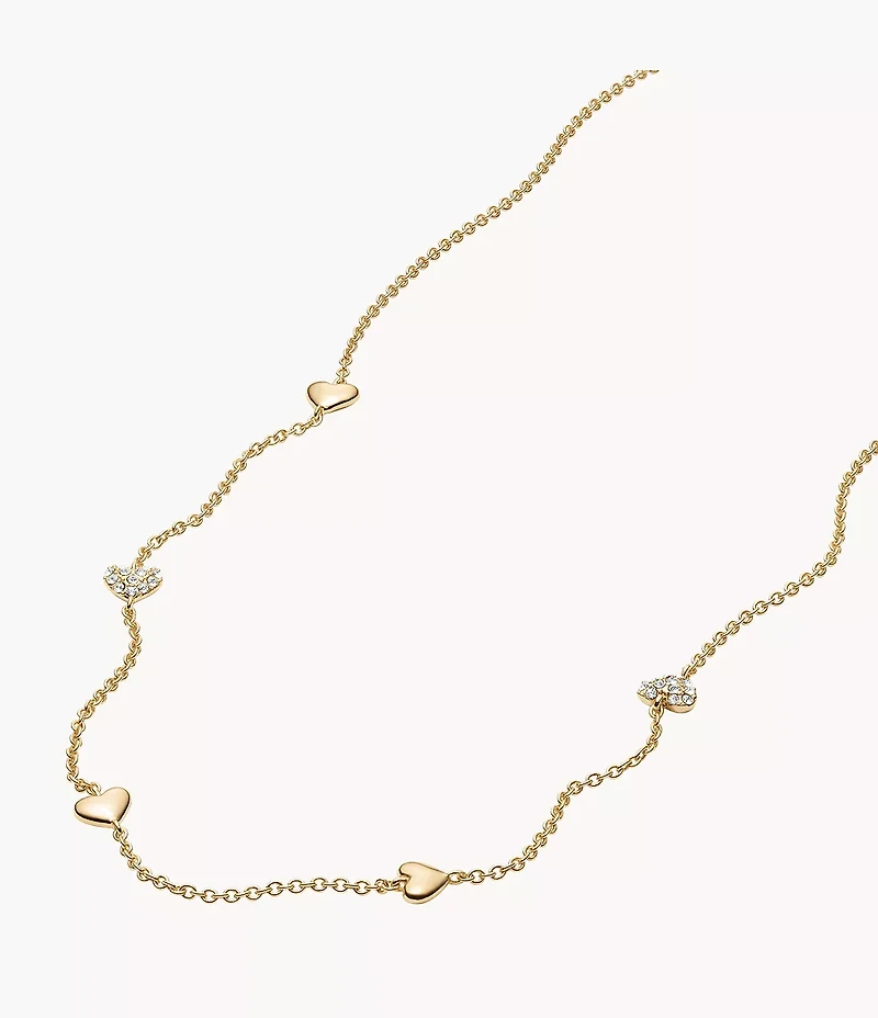 Sutton Heartbeat Gold-Tone Brass Station Necklace