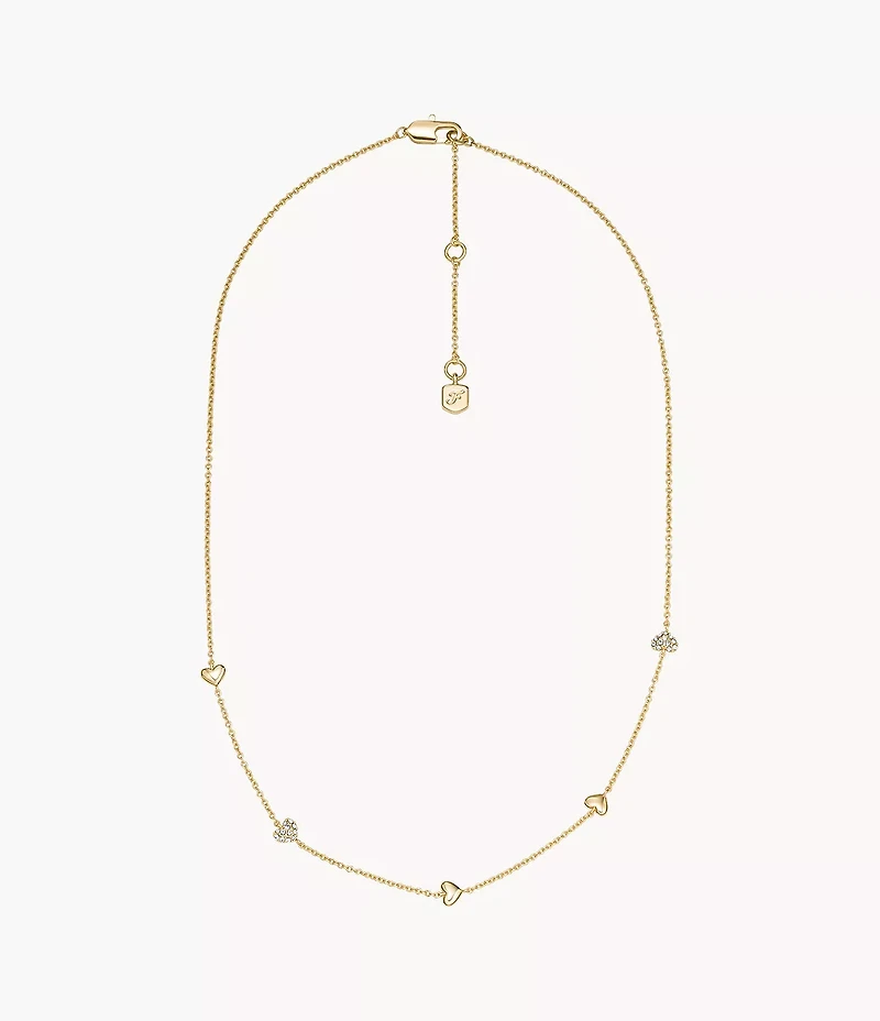 Sutton Heartbeat Gold-Tone Brass Station Necklace