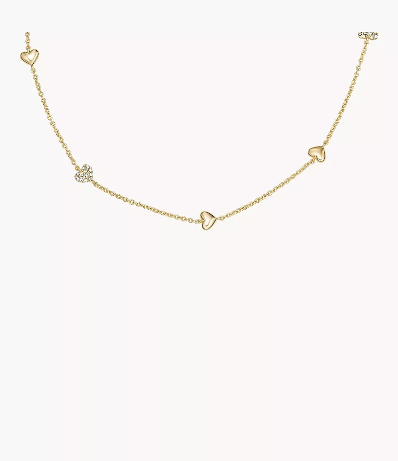 Sutton Heartbeat Gold-Tone Brass Station Necklace