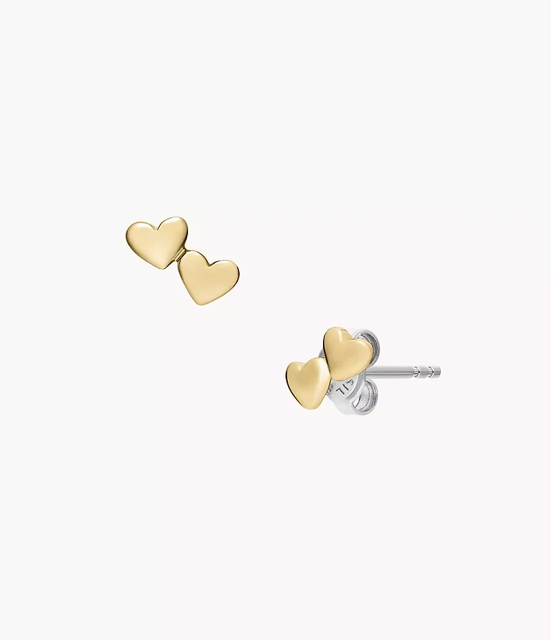Sutton Heartbeat Gold-Tone Brass Stud Earrings