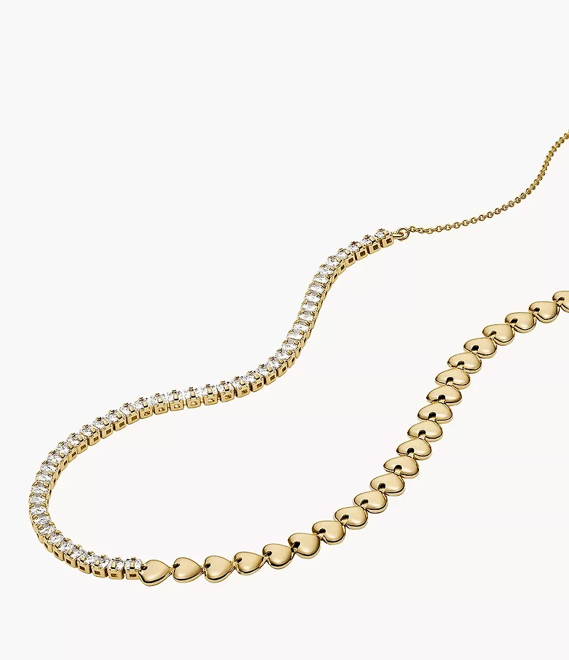 Sutton Love-All Gold-Tone Brass Heart Link Tennis Necklace