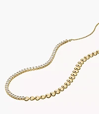 Sutton Love-All Gold-Tone Brass Heart Link Tennis Necklace