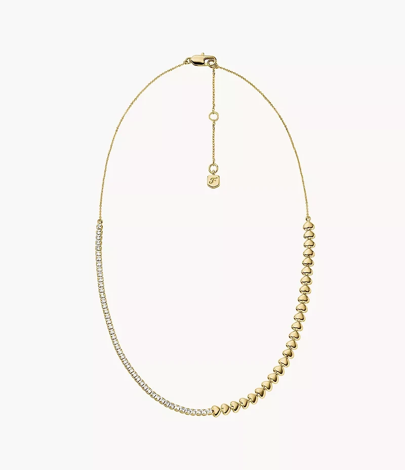 Sutton Love-All Gold-Tone Brass Heart Link Tennis Necklace