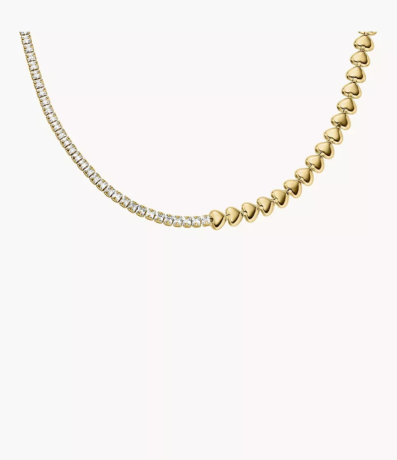 Sutton Love-All Gold-Tone Brass Heart Link Tennis Necklace
