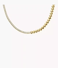 Sutton Love-All Gold-Tone Brass Heart Link Tennis Necklace