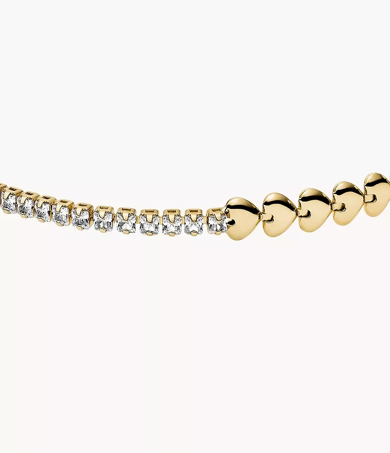 Sutton Love-All Gold-Tone Brass Heart Link Tennis Bracelet