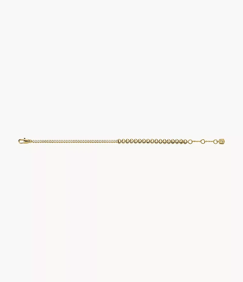 Sutton Love-All Gold-Tone Brass Heart Link Tennis Bracelet