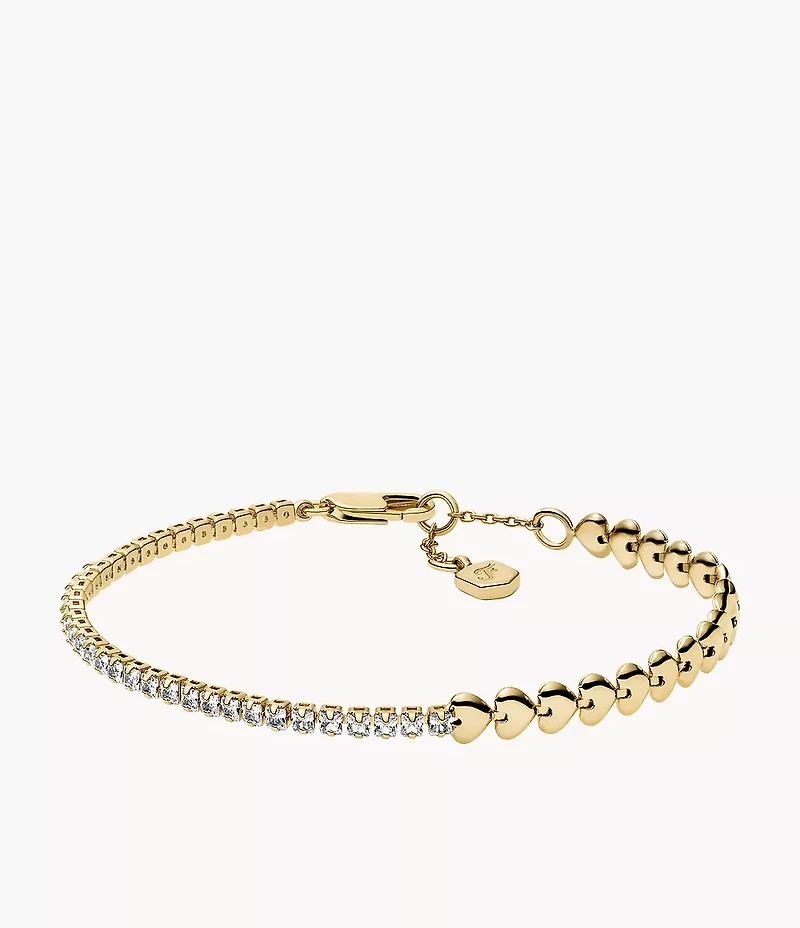 Sutton Love-All Gold-Tone Brass Heart Link Tennis Bracelet