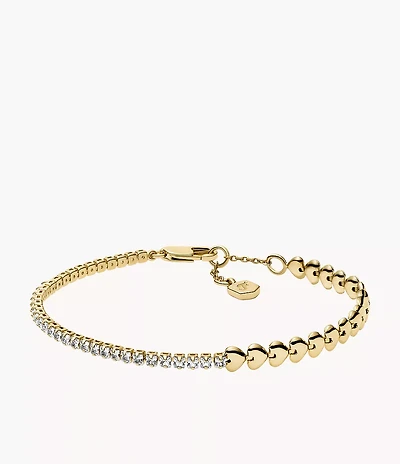 Sutton Love-All Gold-Tone Brass Heart Link Tennis Bracelet
