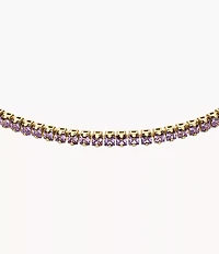 Ellis Pavé Glitz Amethyst Color Gold-Tone Brass Tennis Chain Bracelet
