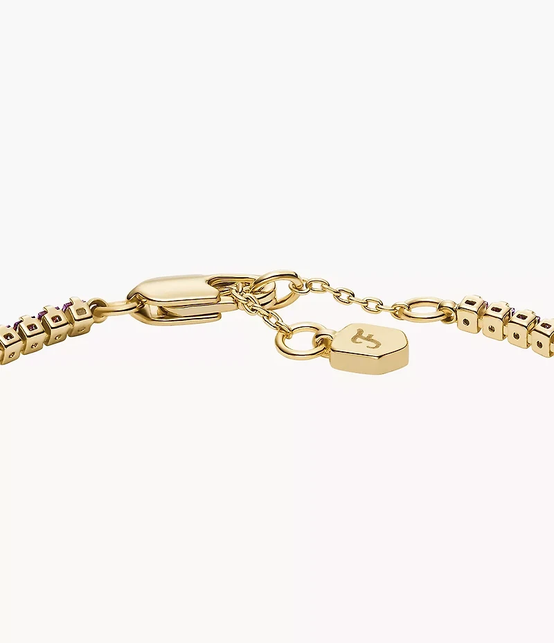 Ellis Pavé Glitz Amethyst Color Gold-Tone Brass Tennis Chain Bracelet