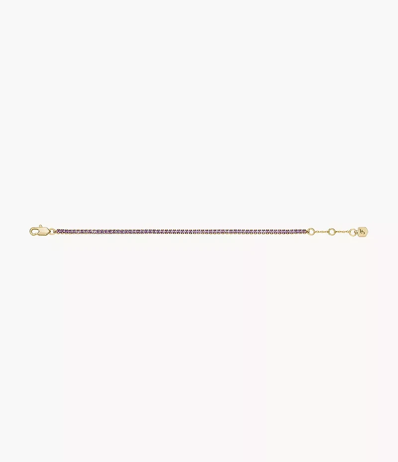 Ellis Pavé Glitz Amethyst Color Gold-Tone Brass Tennis Chain Bracelet