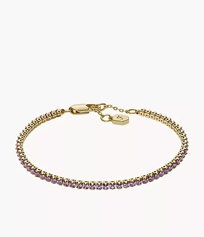 Ellis Pavé Glitz Amethyst Color Gold-Tone Brass Tennis Chain Bracelet